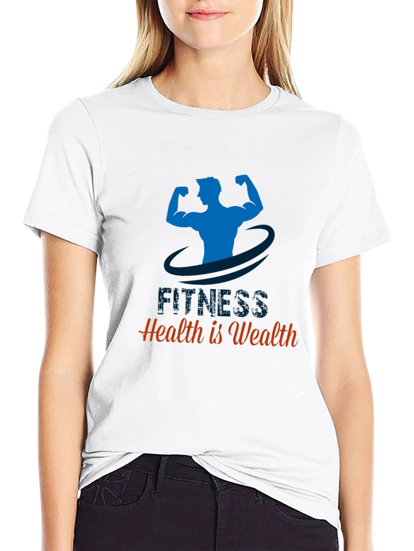 Black Fitness Graphic Tee - Health is Wealth view 9