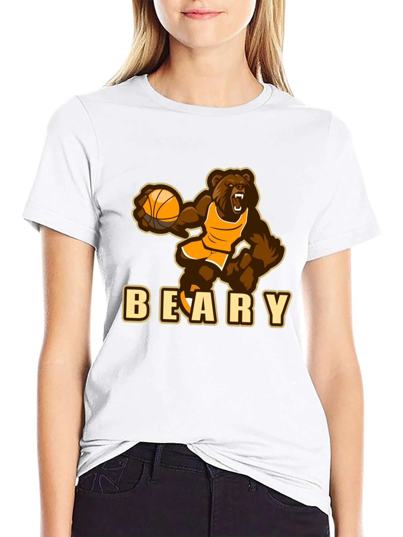 Black Beary Basketball T-Shirt - Funny Sports Tee view 9