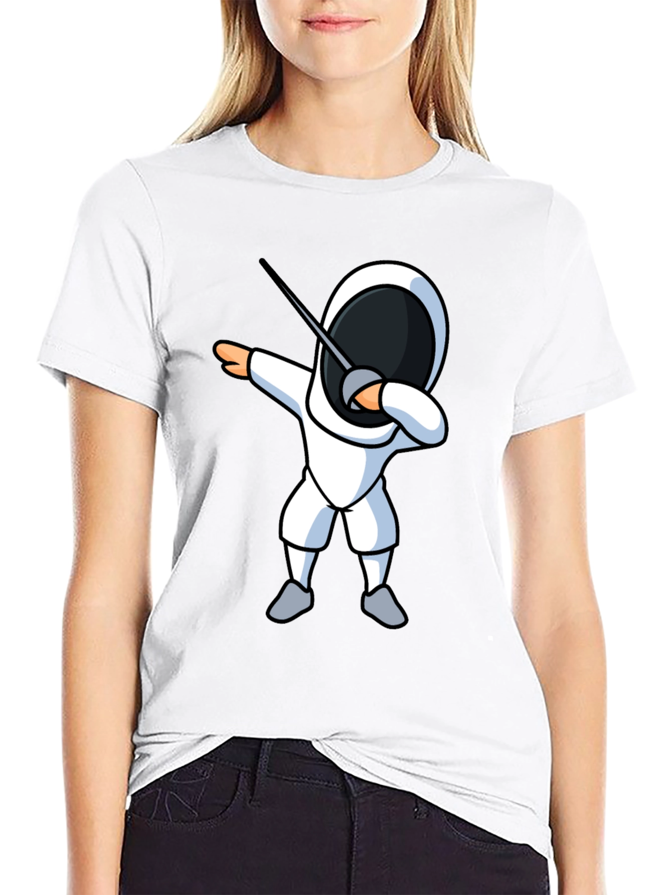 Black Fencing Dabbing T-Shirt - Black Graphic Tee view 9