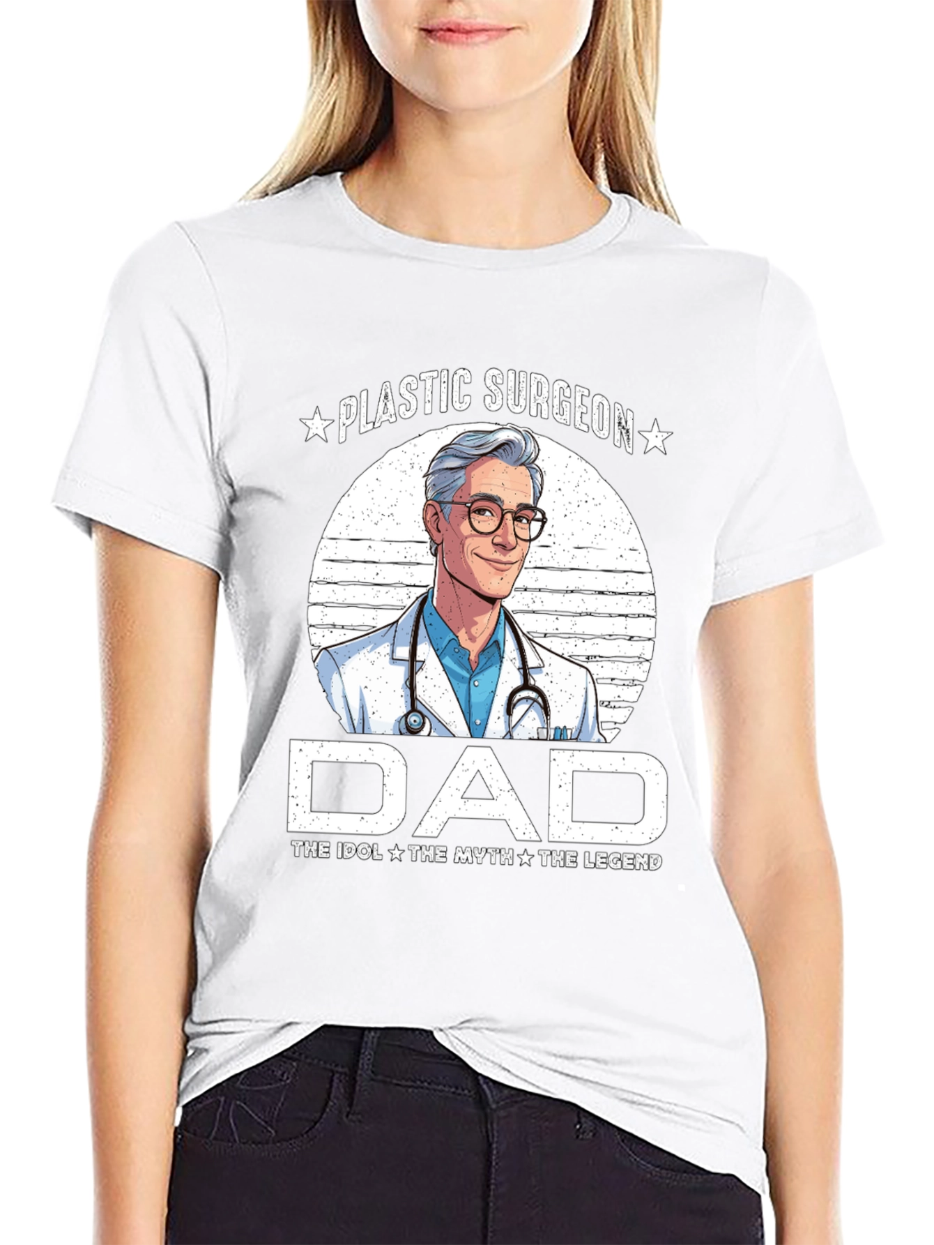 Black Plastic Surgeon Dad T-Shirt - Idol, Myth, Legend view 9