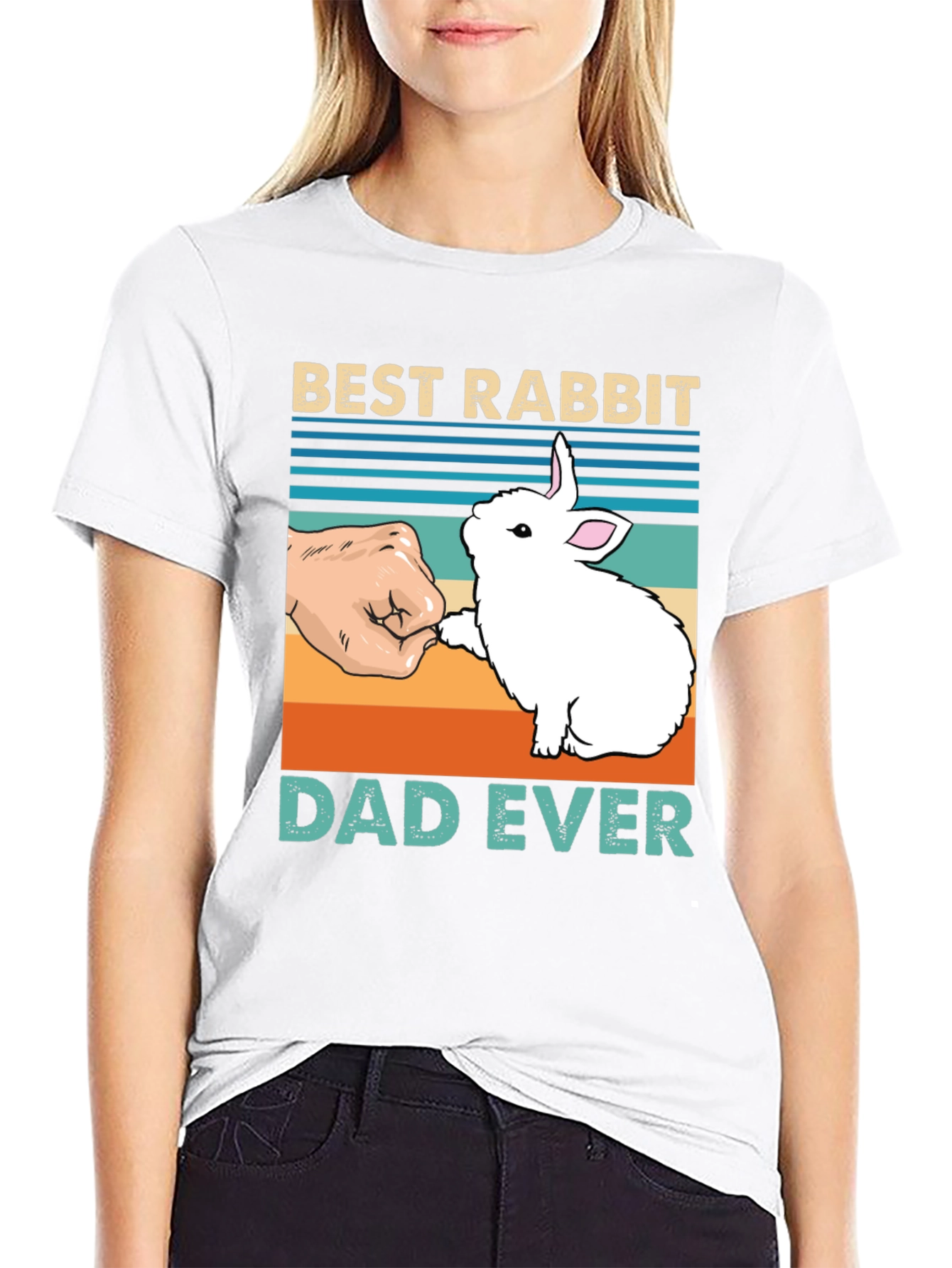 Black Best Rabbit Dad Ever T-Shirt view 9