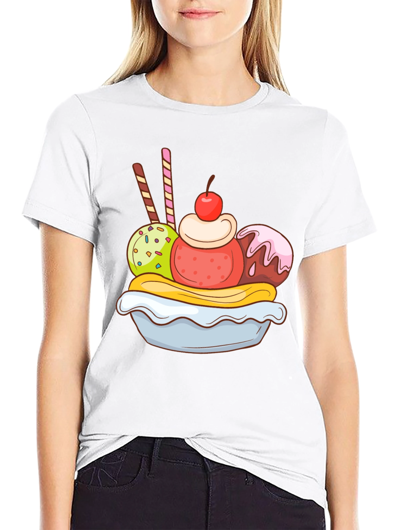 Black Banana Split Graphic Tee - Dessert Lover T-Shirt view 9