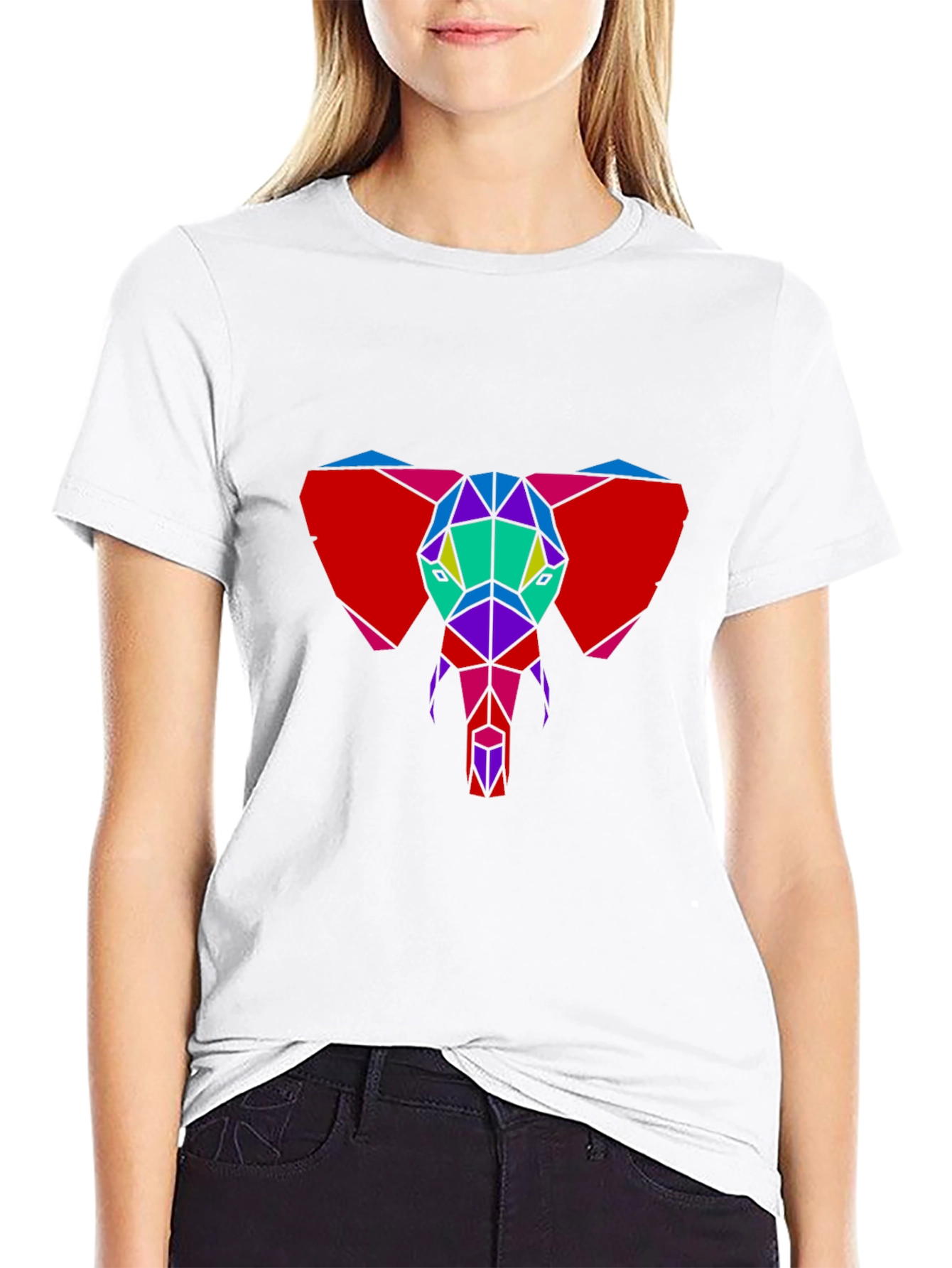 Black Geometric Elephant Graphic Tee - Unique Design view 9
