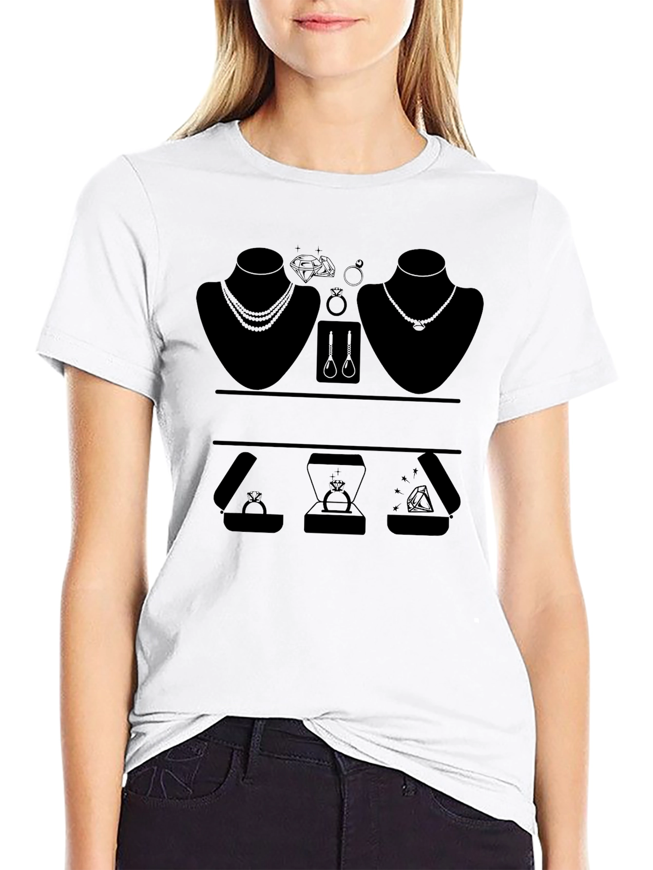 Black Jewelry T-Shirt - Black Unisex Tee view 9