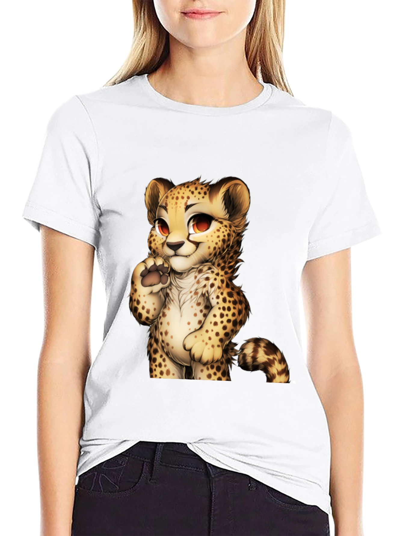 Black Cute Cheetah Graphic Tee - Black view 9