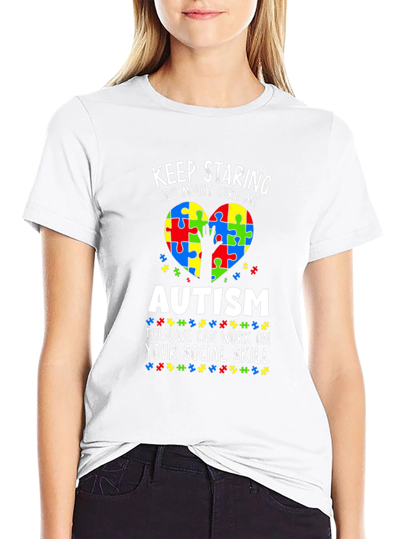Black Autism Awareness T-Shirt Social Skills view 9