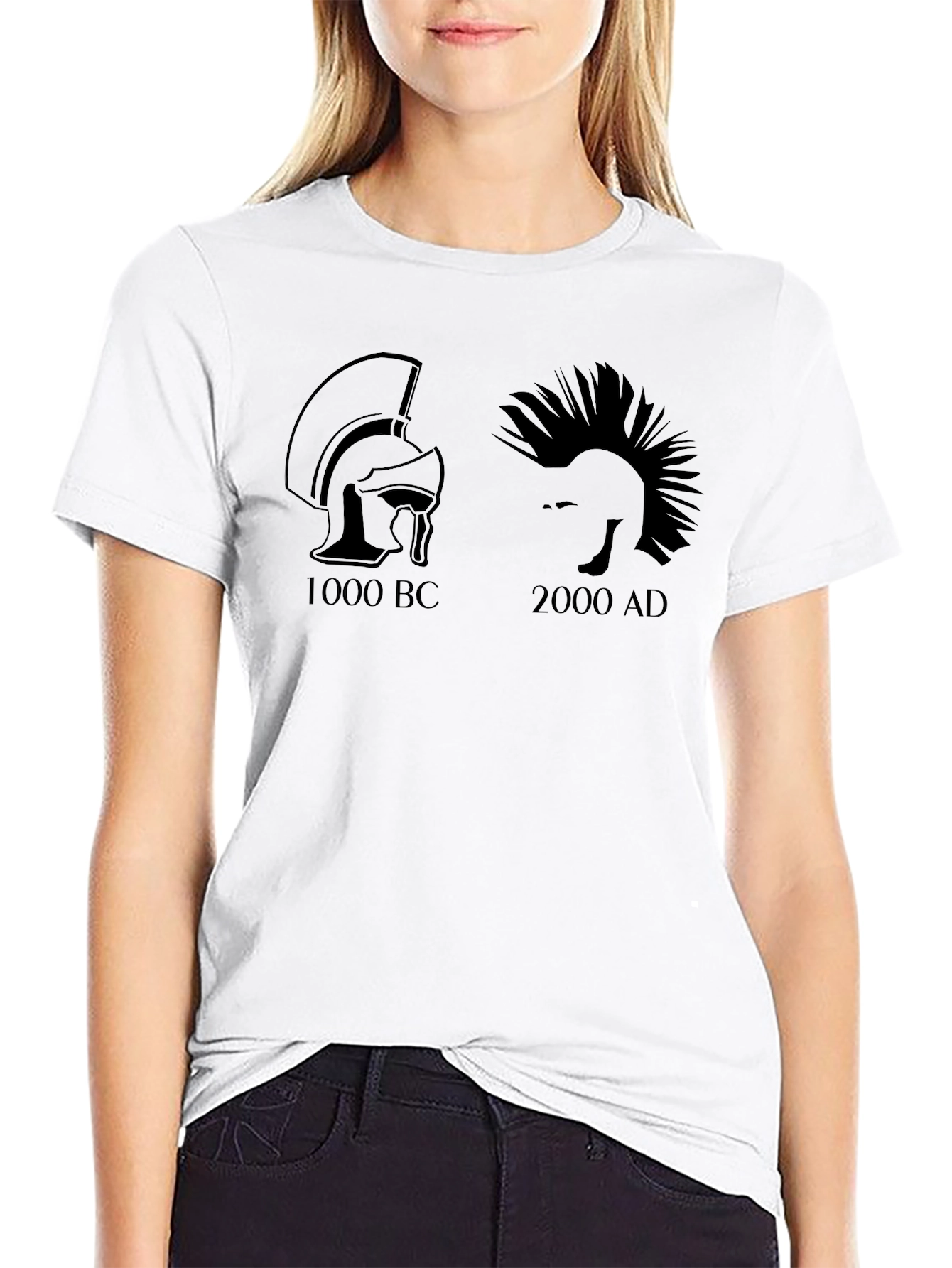 Black 1000 BC vs 2000 AD Funny T-Shirt view 9