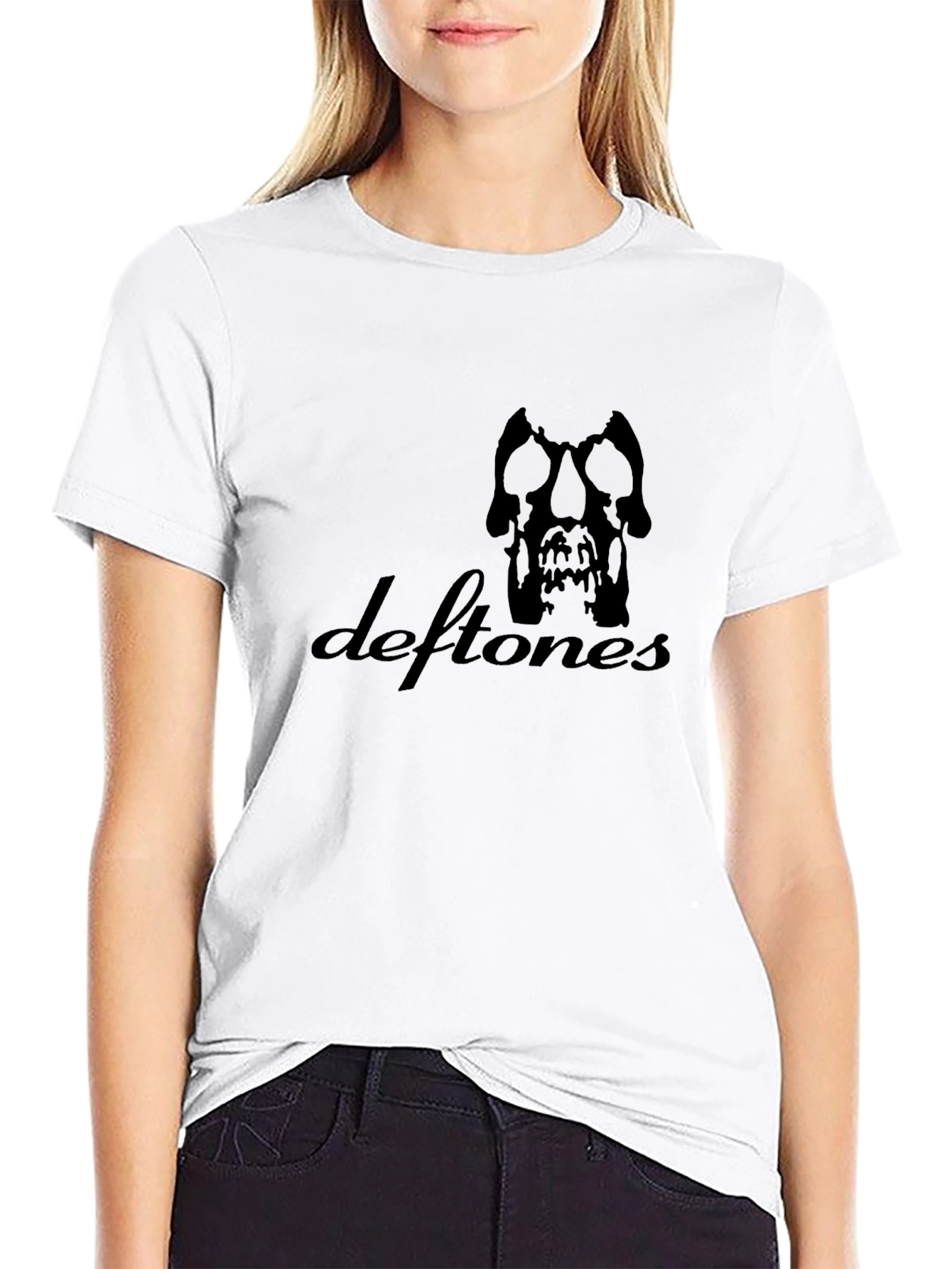 Black Deftones Band Skull Logo Black T-Shirt view 9