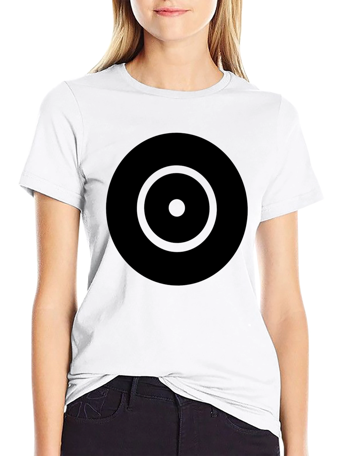 Black Men's Black Graphic Tee - Circle Target Design view 9
