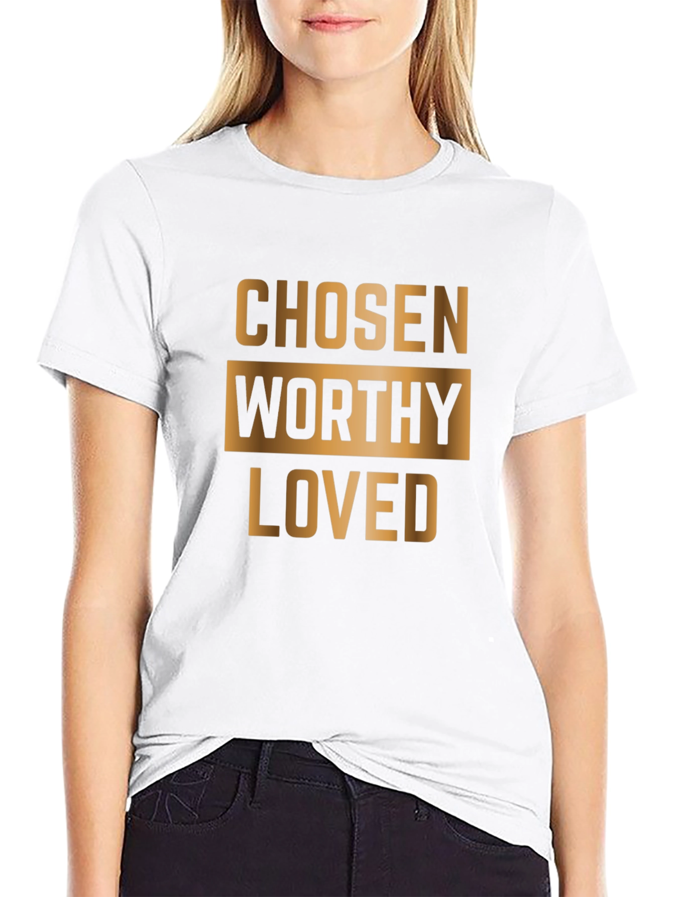 Black Chosen Worthy Loved Graphic T-Shirt - Black Cotton Blend view 9