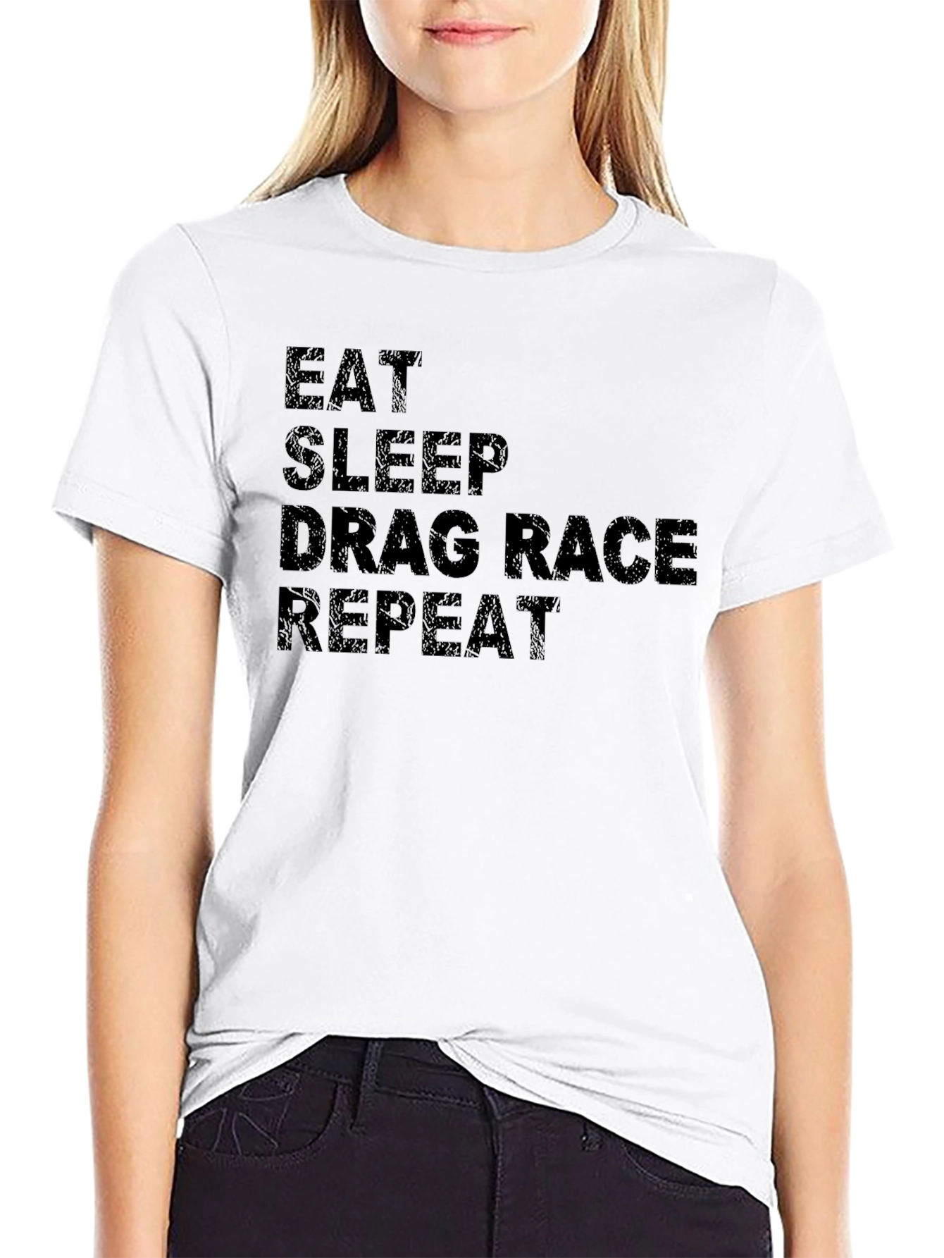 Black Eat Sleep Drag Race Repeat Men's Black T-Shirt view 9