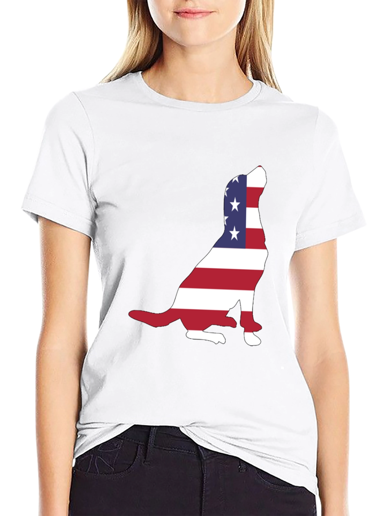 Black Patriotic Dog USA Flag T-Shirt view 9