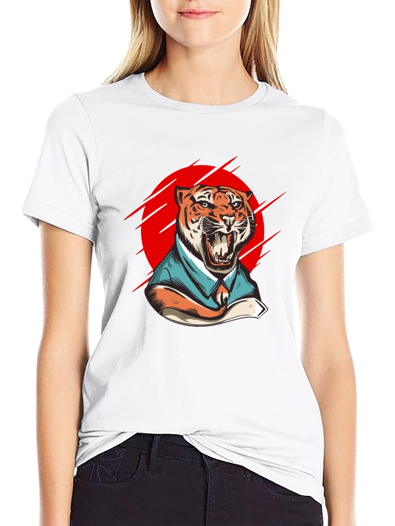 Black Tiger in Suit Graphic T-Shirt - Black view 9