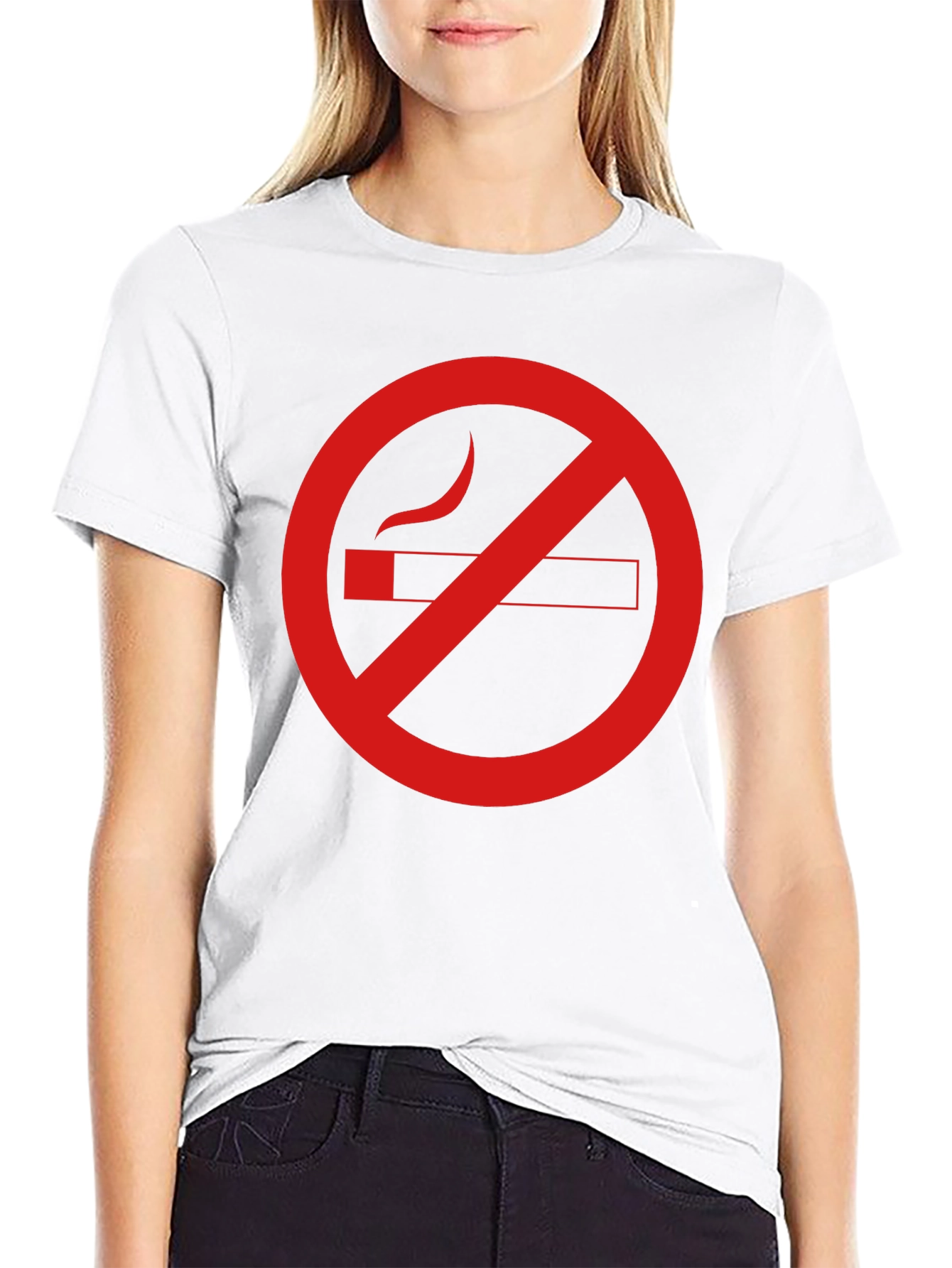 Black No Smoking Graphic Tee - Black Cotton Casual T-Shirt view 9