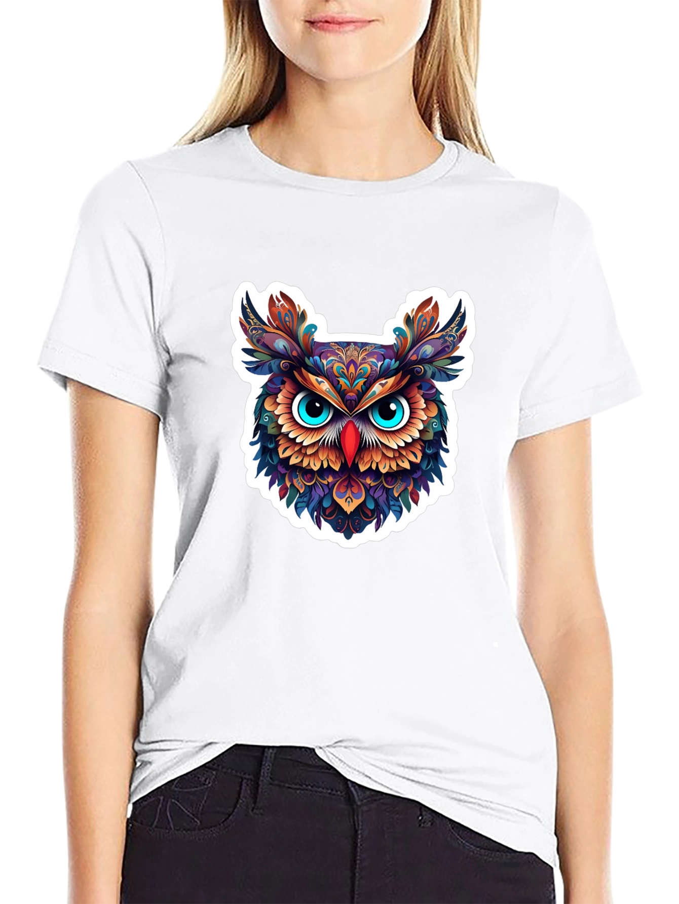 Black Men's Black Owl Graphic Tee view 9