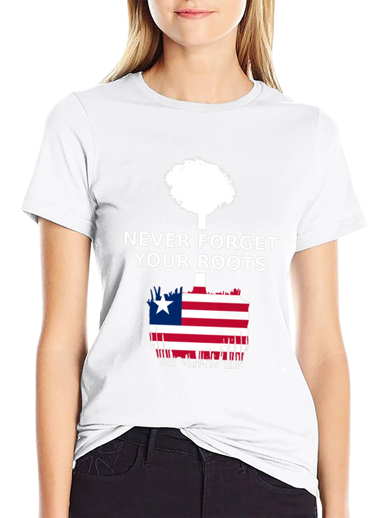 Black Never Forget Your Roots Liberia Flag T-Shirt view 9