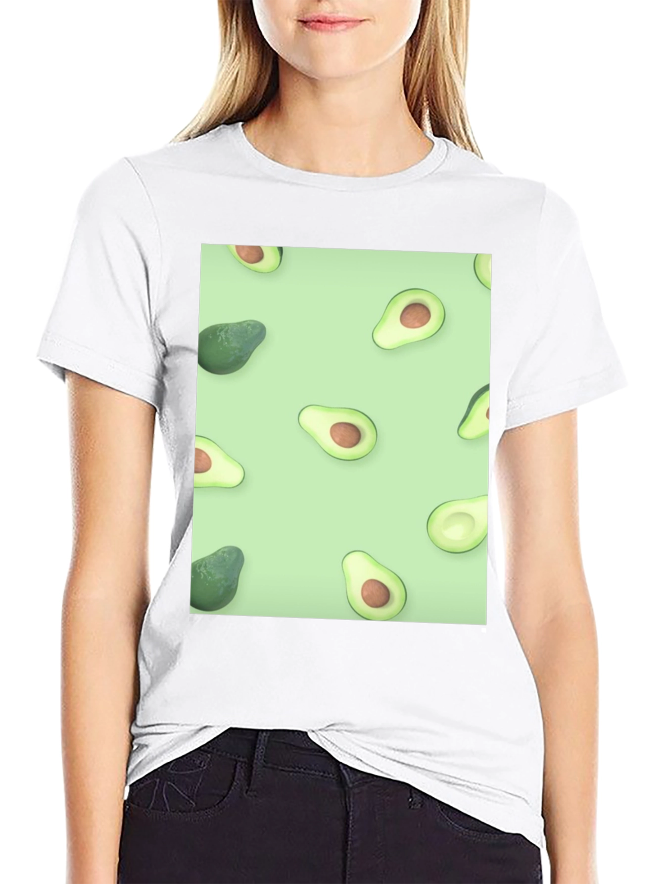 Black Avocado Patterned T-Shirt - Stylish & Unique! view 9