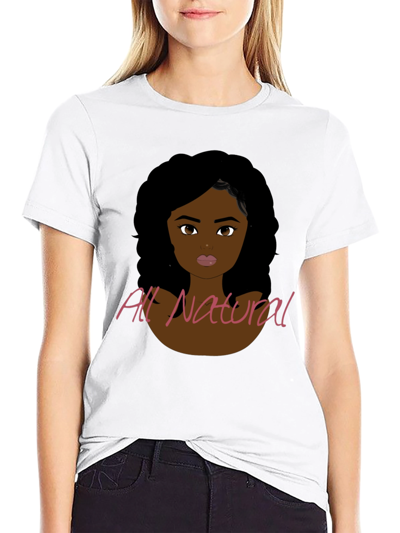 Black All Natural Woman Graphic Print T-Shirt view 9