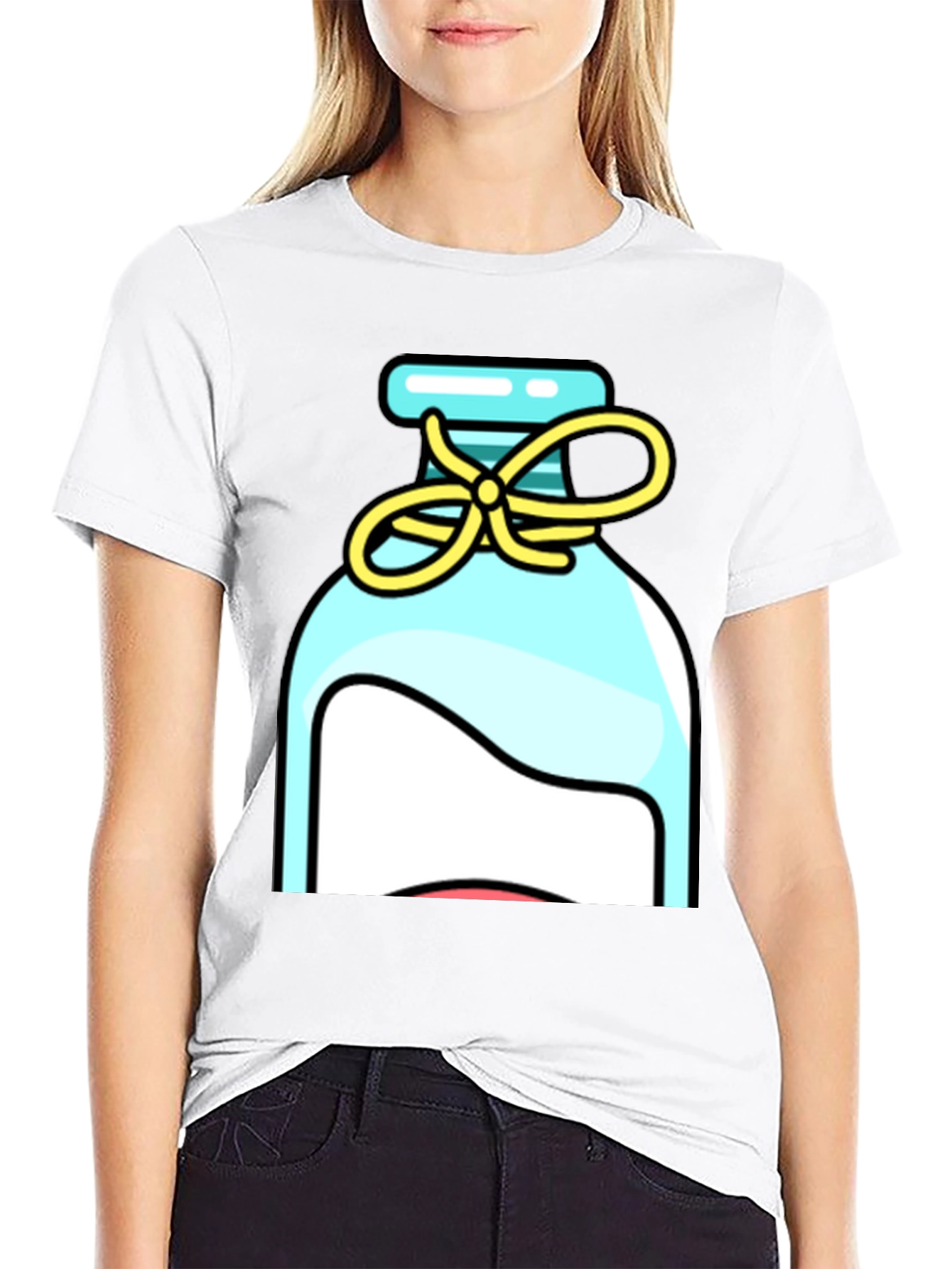 Black Whimsical Bottle Graphic Tee - Stylish Unisex T-Shirt view 9