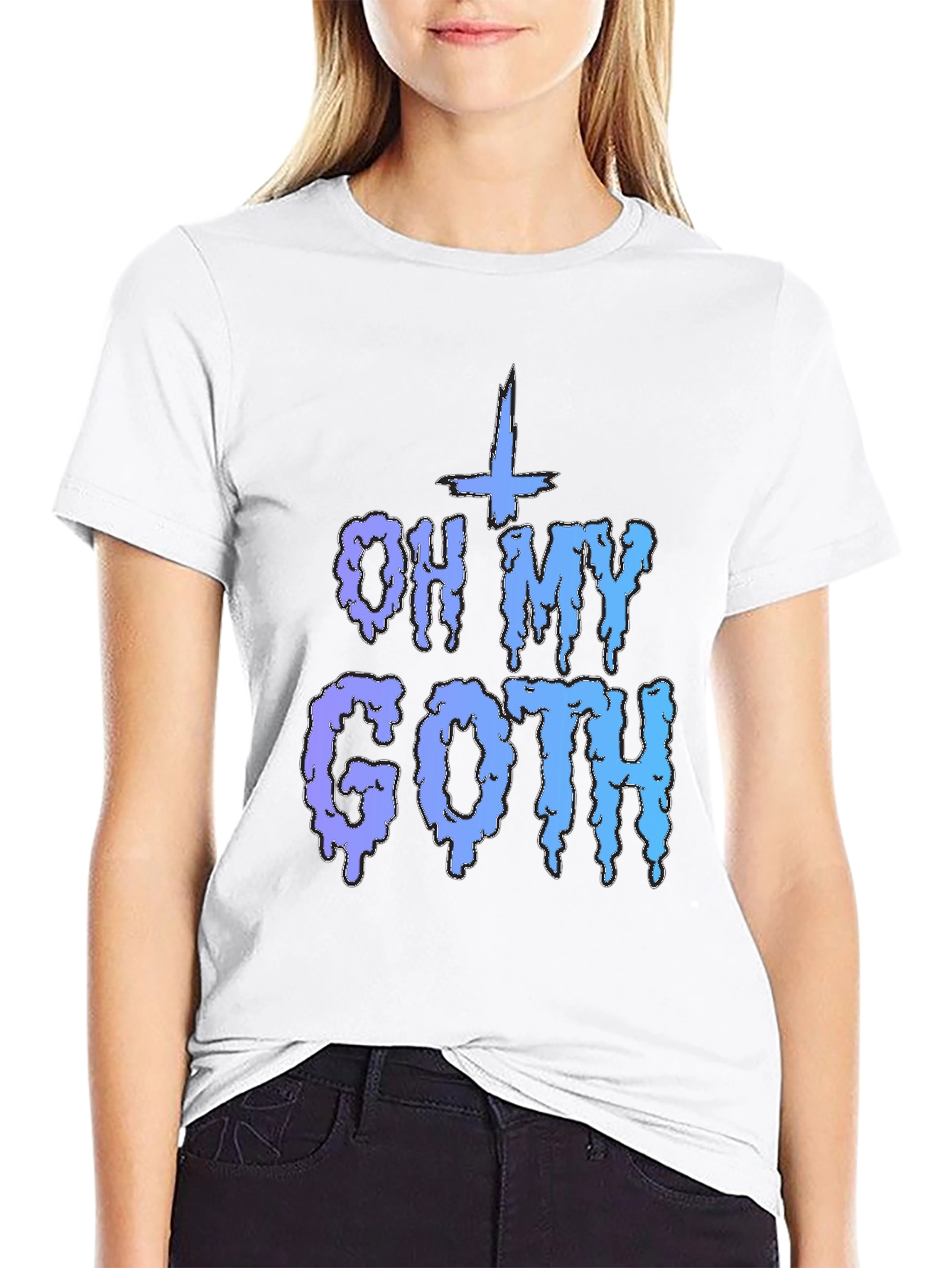 Black Oh My Goth T-Shirt - Black Crew Neck view 9