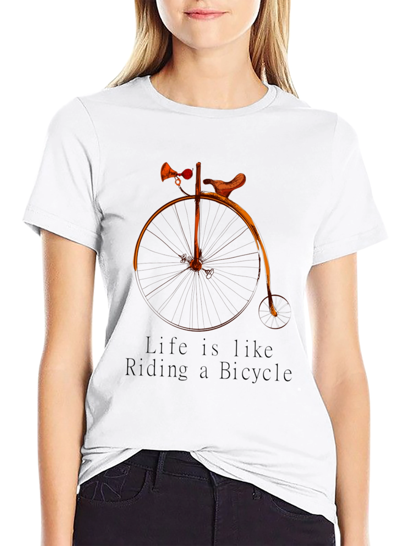 Black Vintage Bicycle T-Shirt - "Life is like Riding" Graphic Tee view 9