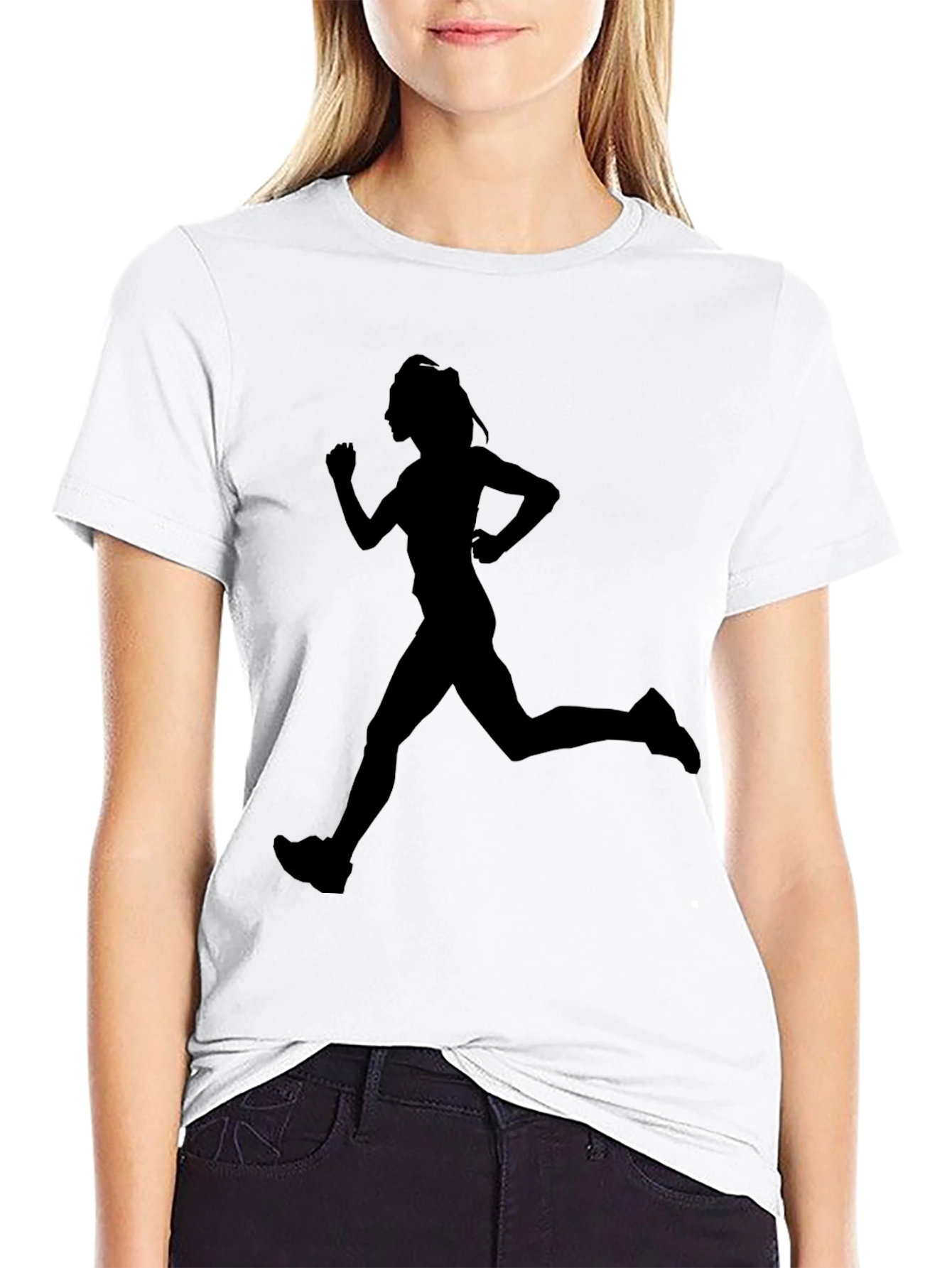 Black Runner Silhouette Black Graphic Tee view 9