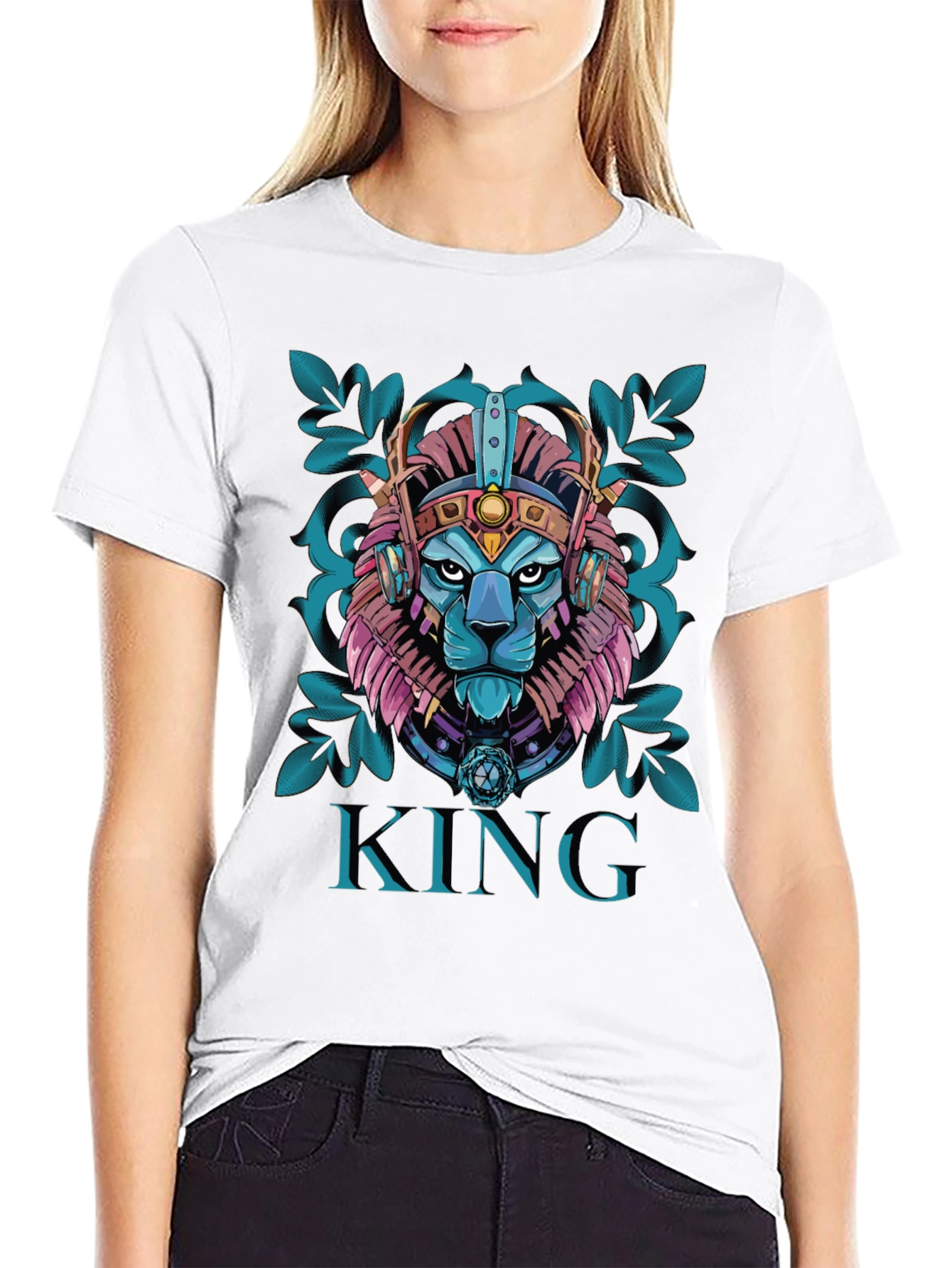 Black King Lion Graphic Tee - Unique Design view 9