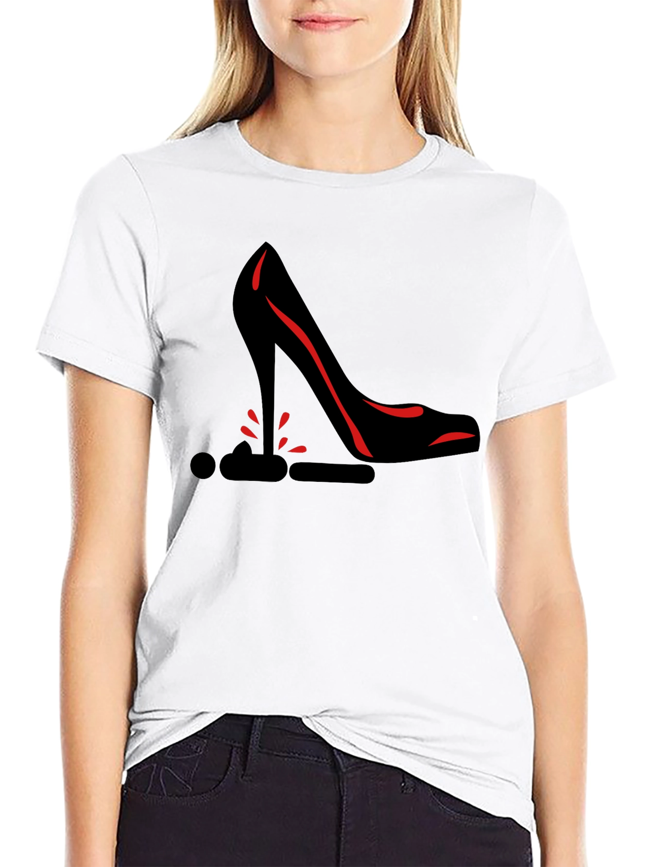 Black High Heel Graphic Black T-Shirt view 9