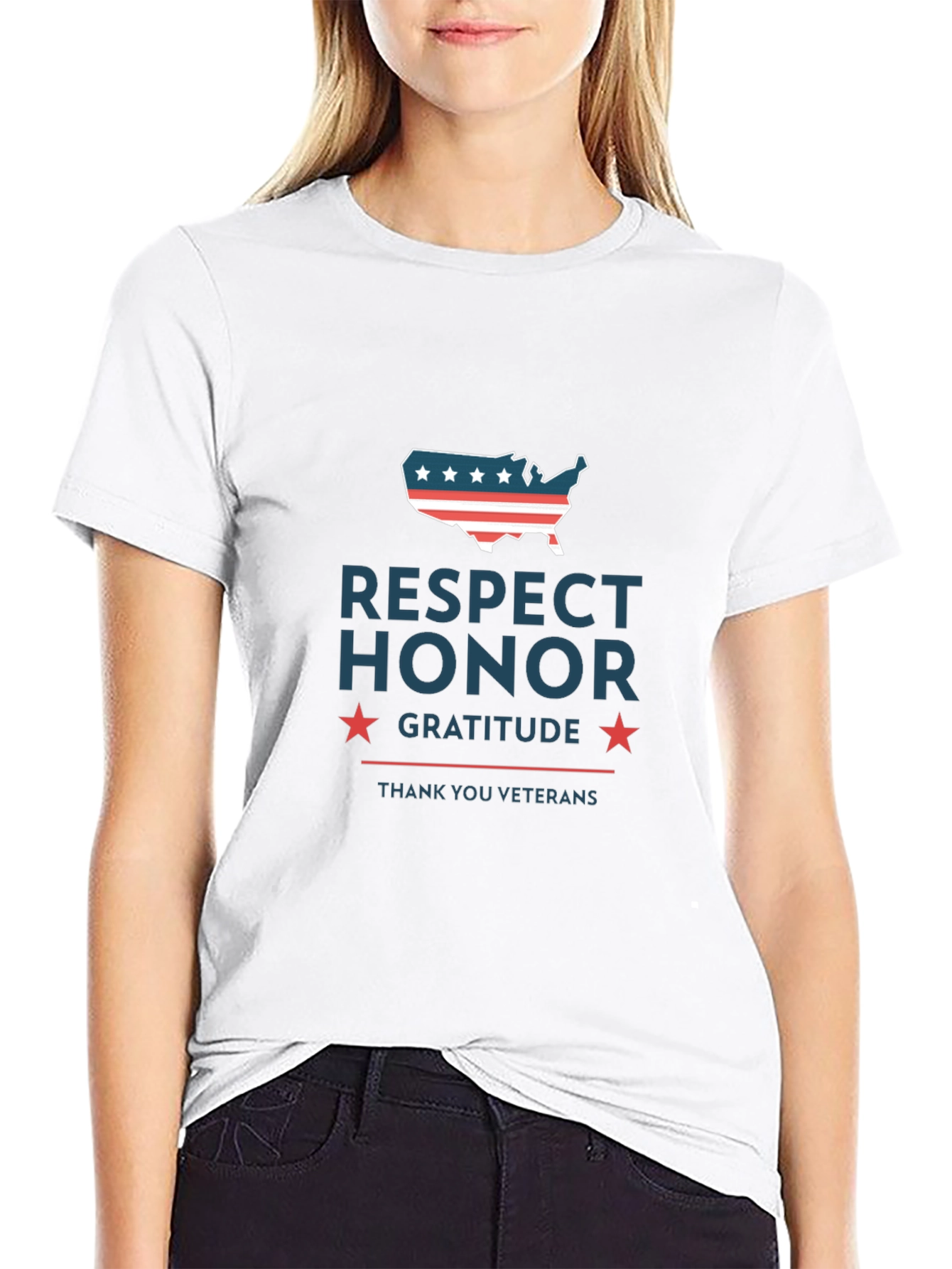 Black Respect Honor Gratitude Veterans T-Shirt view 9