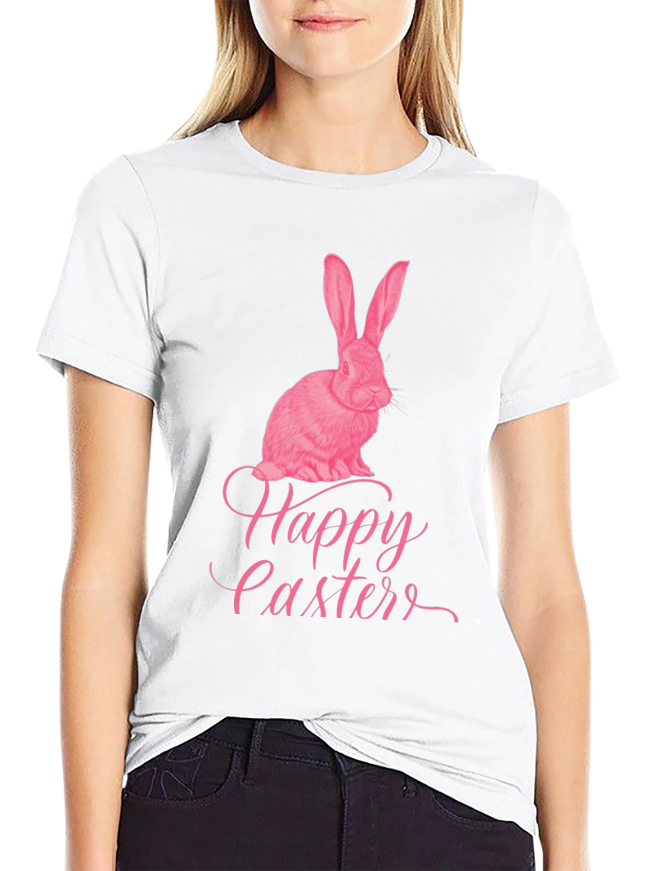 Black Happy Easter Bunny Graphic T-Shirt view 9