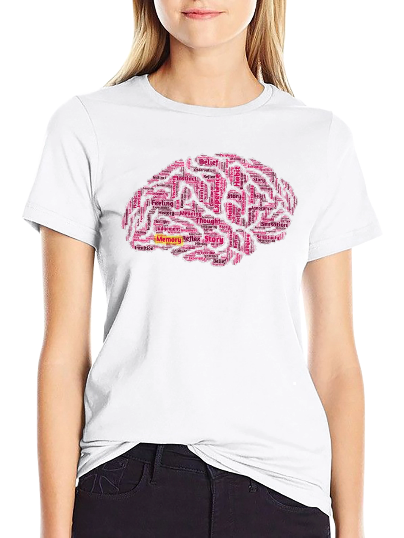 Black Brain Word Cloud Black T-Shirt view 9