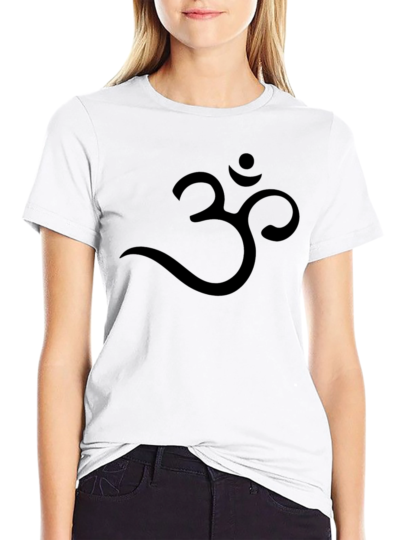 Black Om Symbol Graphic Tee - Relaxed Fit Black T-Shirt view 9