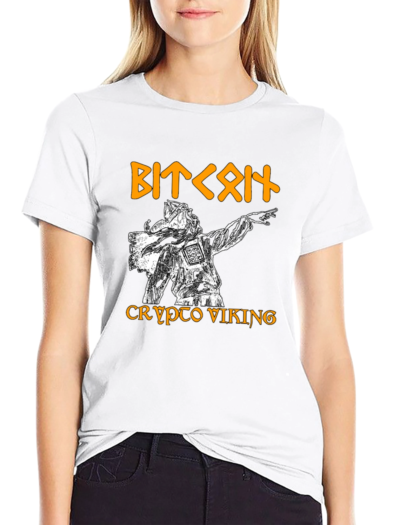 Black Crypto Viking Graphic Tee - Bitcoin Fan T-Shirt view 9