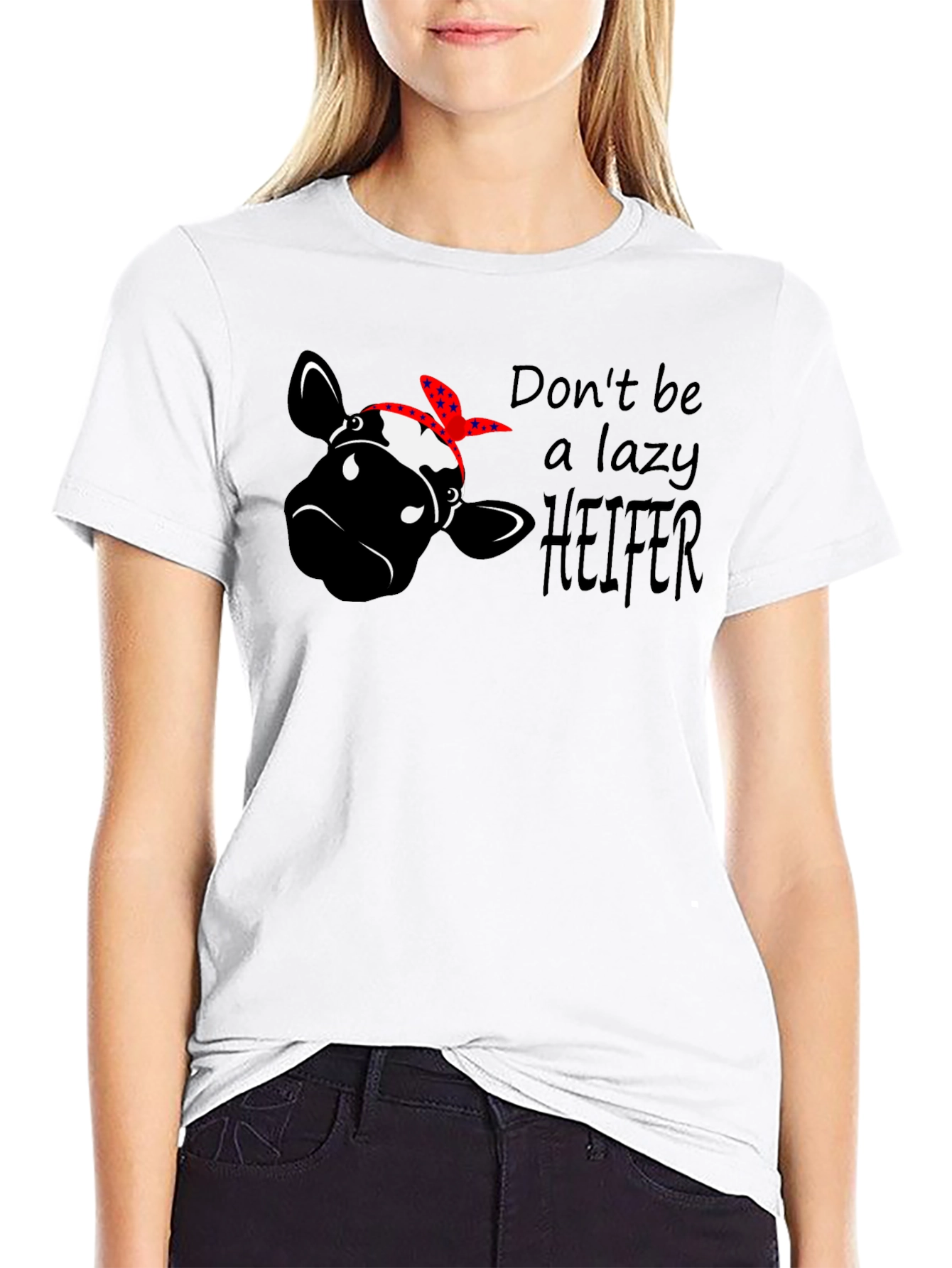 Black Don't Be a Lazy Heifer Graphic Tee view 9