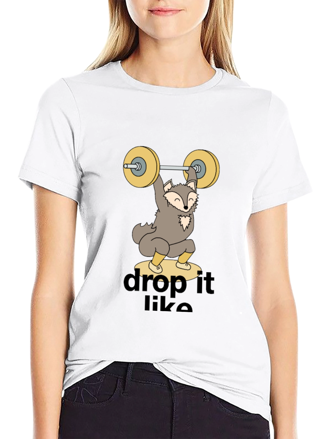 Black Funny Wolf Weightlifting Tee - Drop It Like a Squat view 9