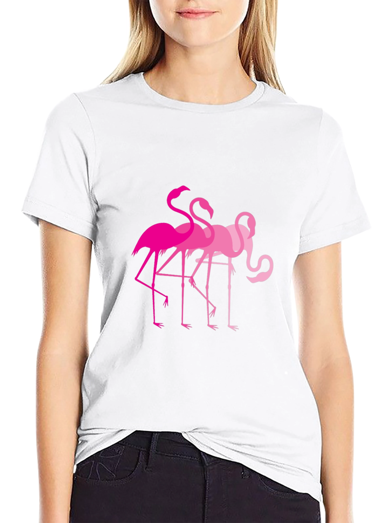 Black Flamingo Graphic Tee - Black Cotton T-Shirt view 9