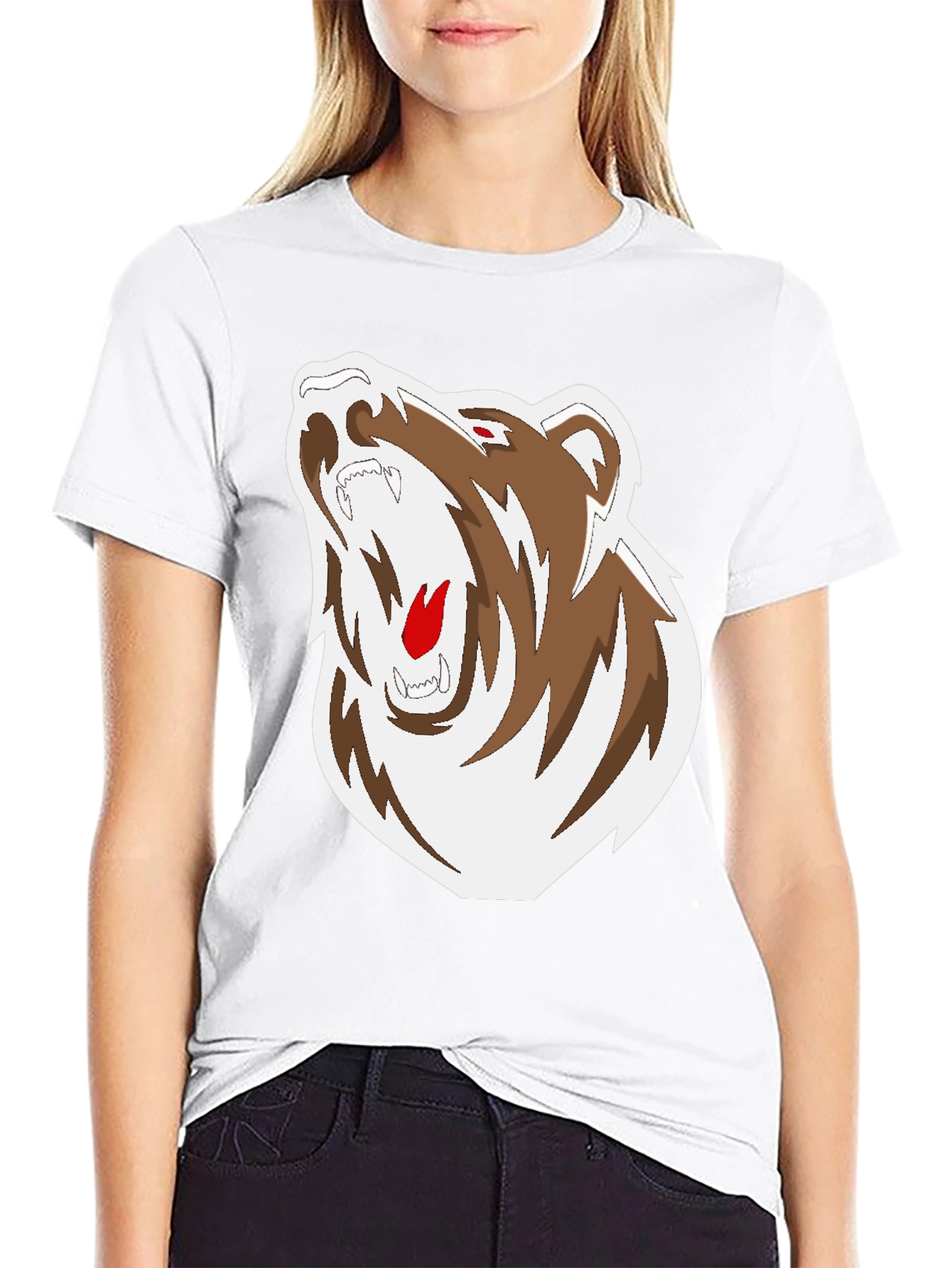 Black Black T-Shirt with Bear Graphic view 9