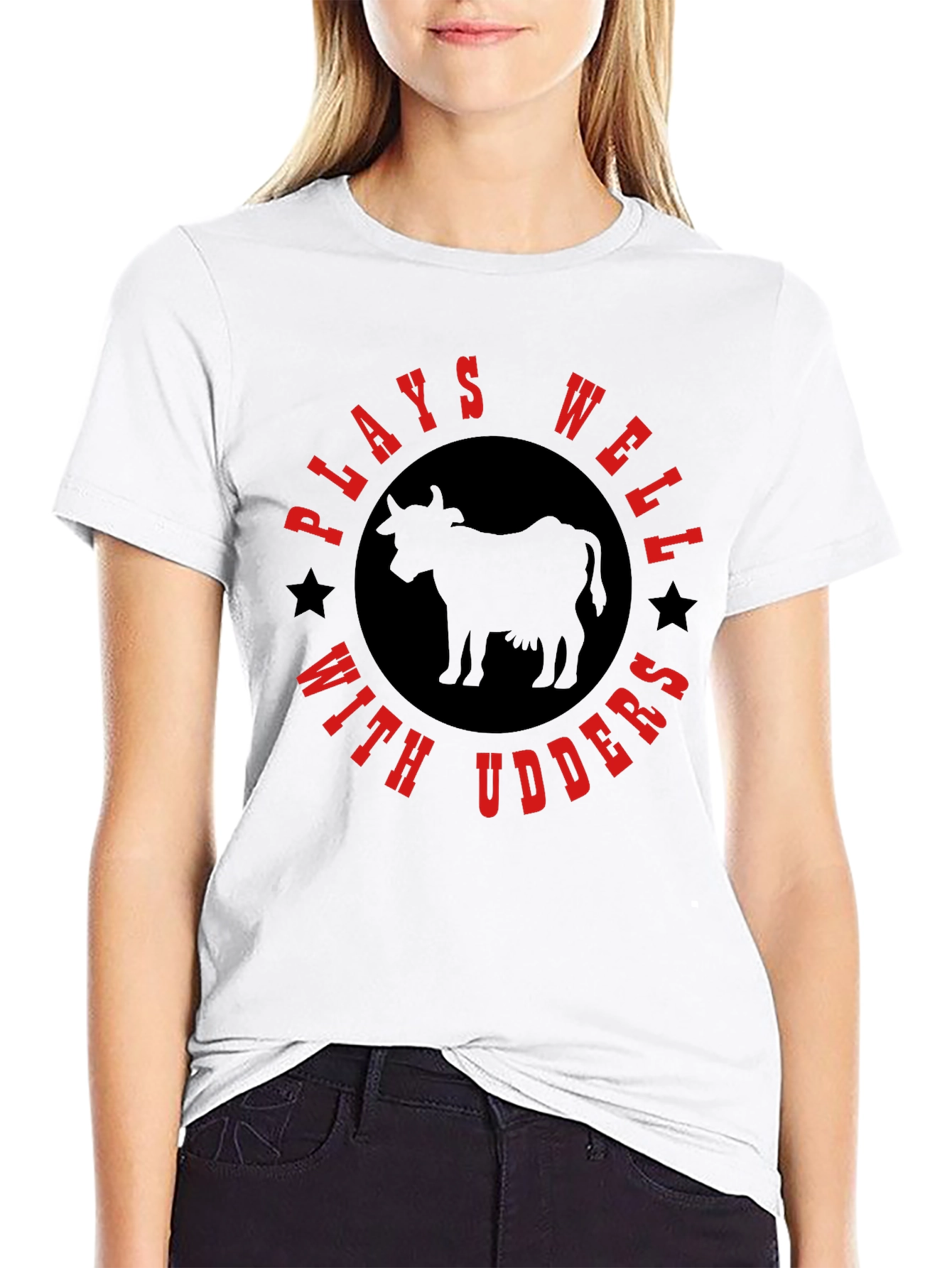 Black Plays Well With Udders Graphic Tee view 9