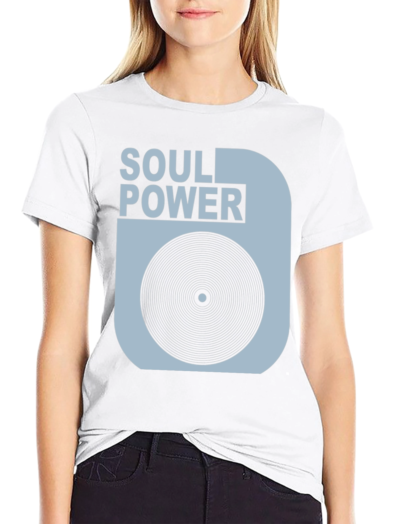 Black Soul Power Graphic Tee - Vintage Record Design view 9