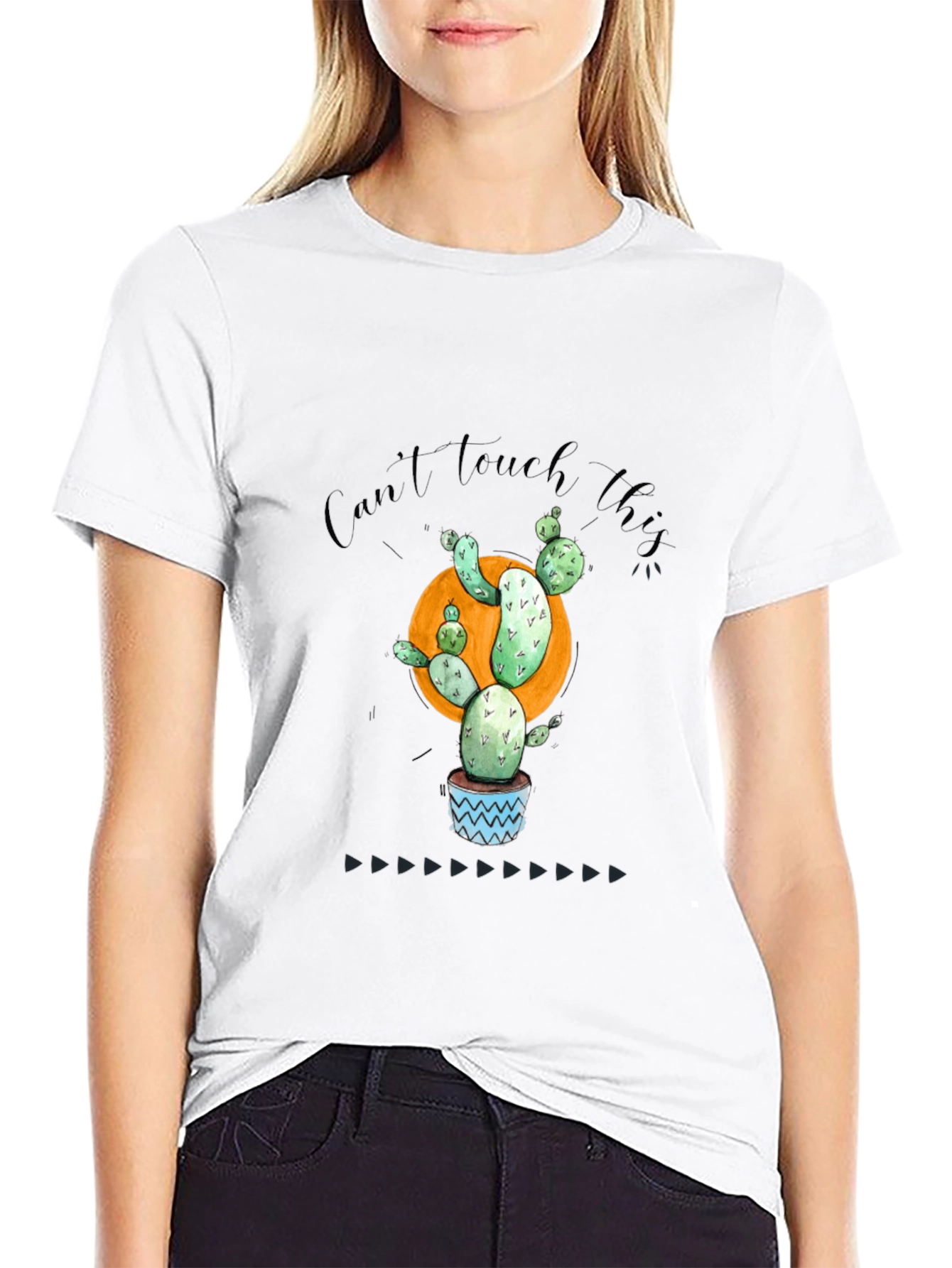 Black Cactus Graphic T-Shirt - "Can't Touch This" Fun Design view 9