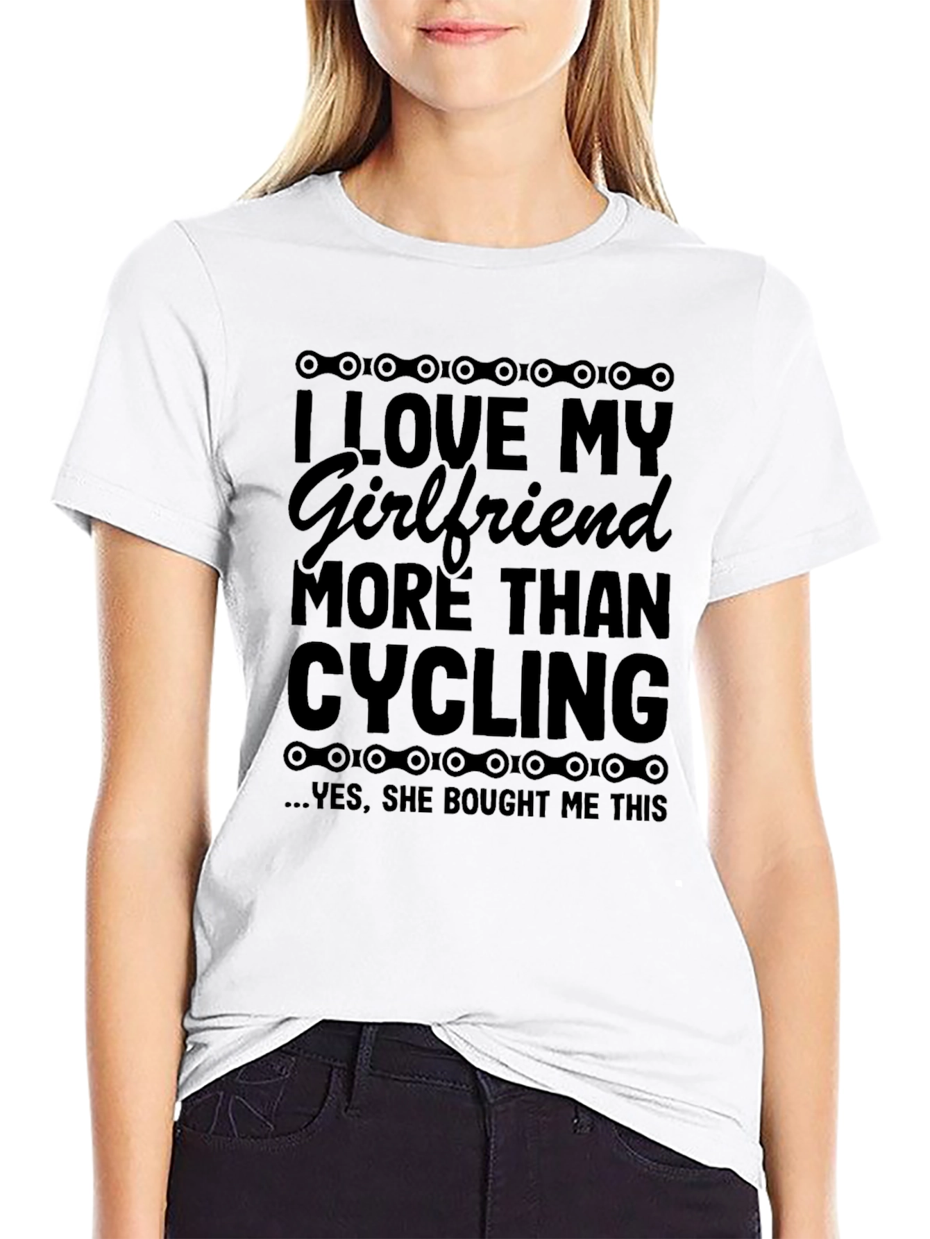 Black I Love My Girlfriend Cycling Graphic T-Shirt view 9