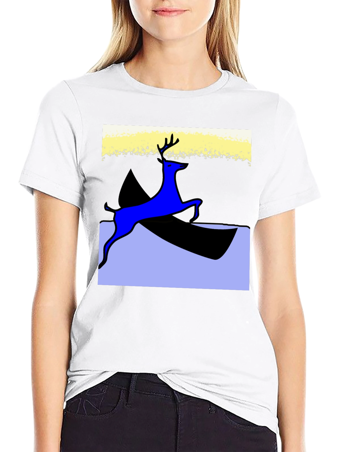 Black Deer Graphic Black T-Shirt - Unique Artistic Design view 9