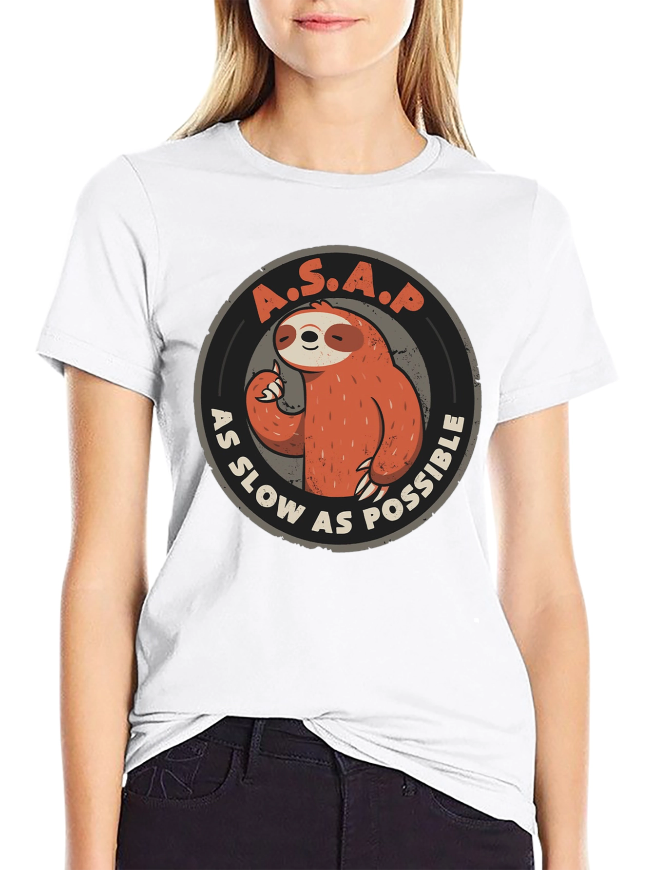 Black Funny Sloth A.S.A.P. Graphic T-Shirt - As Slow As Possible Tee view 9