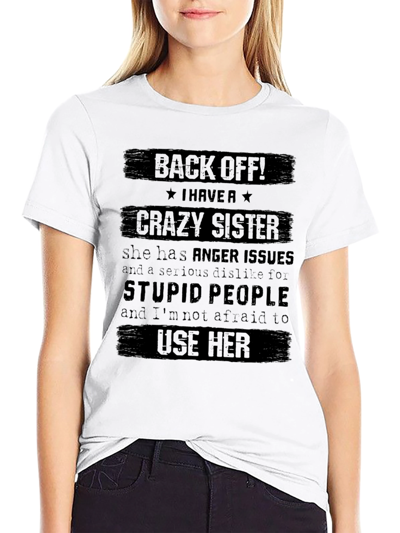 Black Crazy Sister Graphic Tee - Funny Novelty Shirt view 9