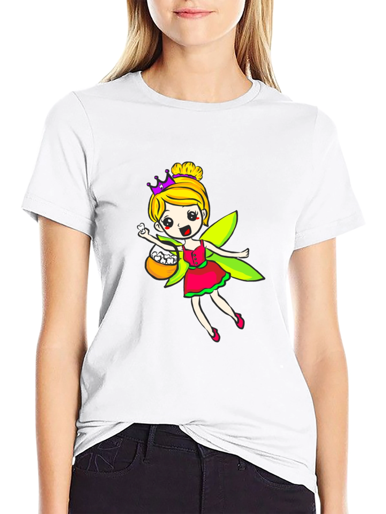 Black Fairy Princess T-Shirt - Cartoon Design view 9
