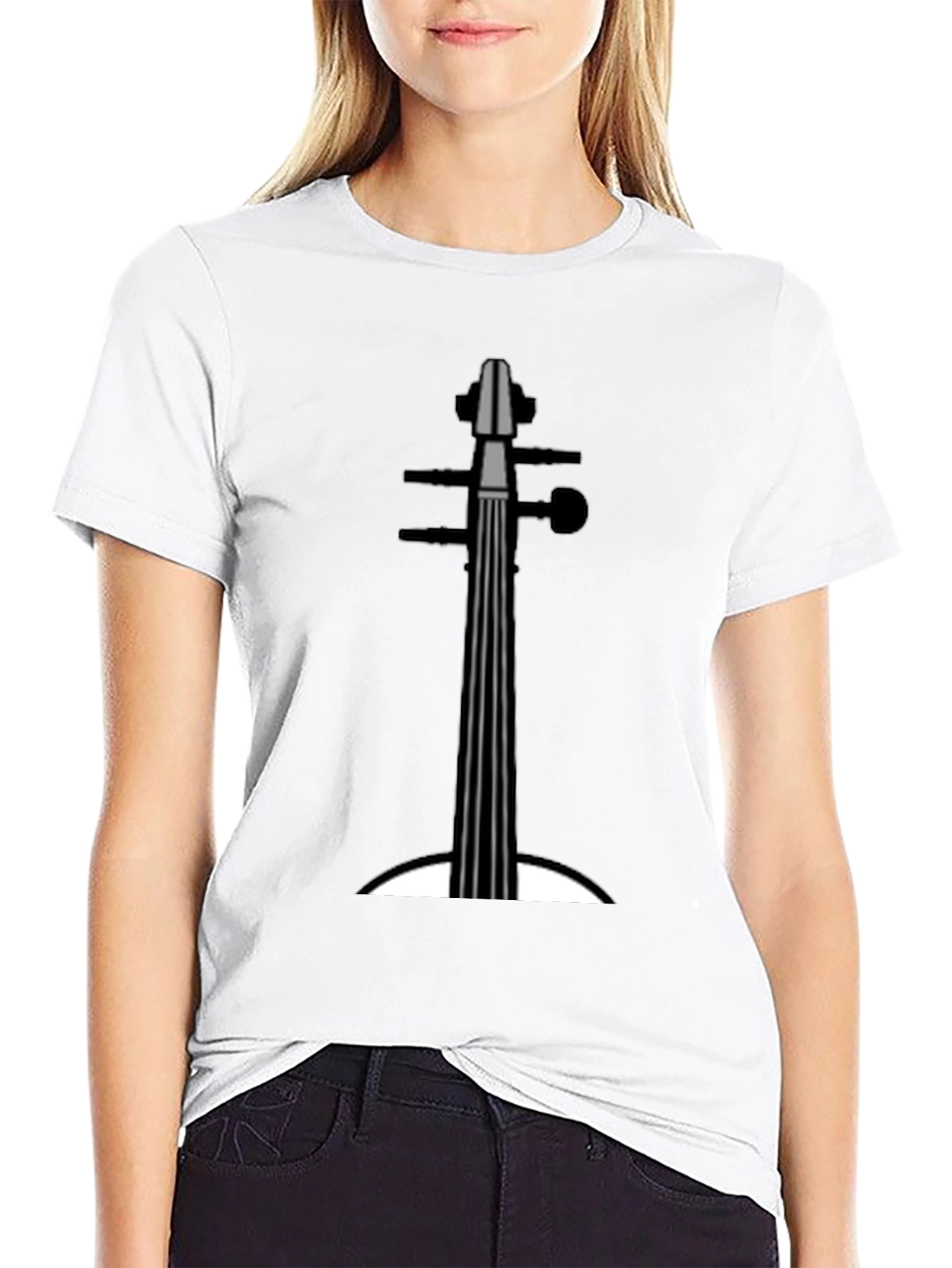 Black Cello Graphic Tee - Musician's Black T-Shirt view 9