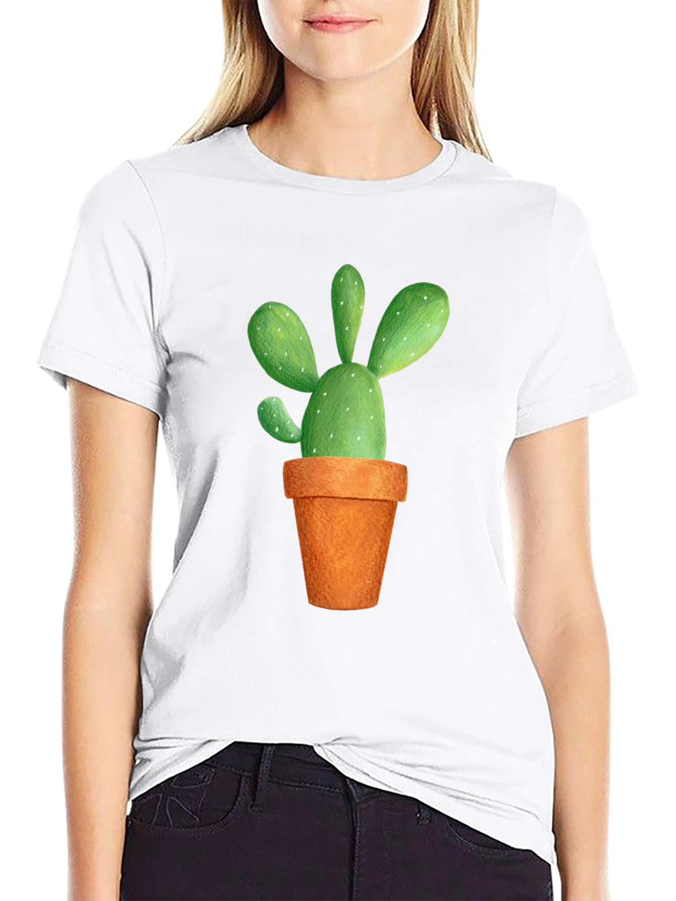 Black Cactus Graphic Tee - Potted Plant Design view 9