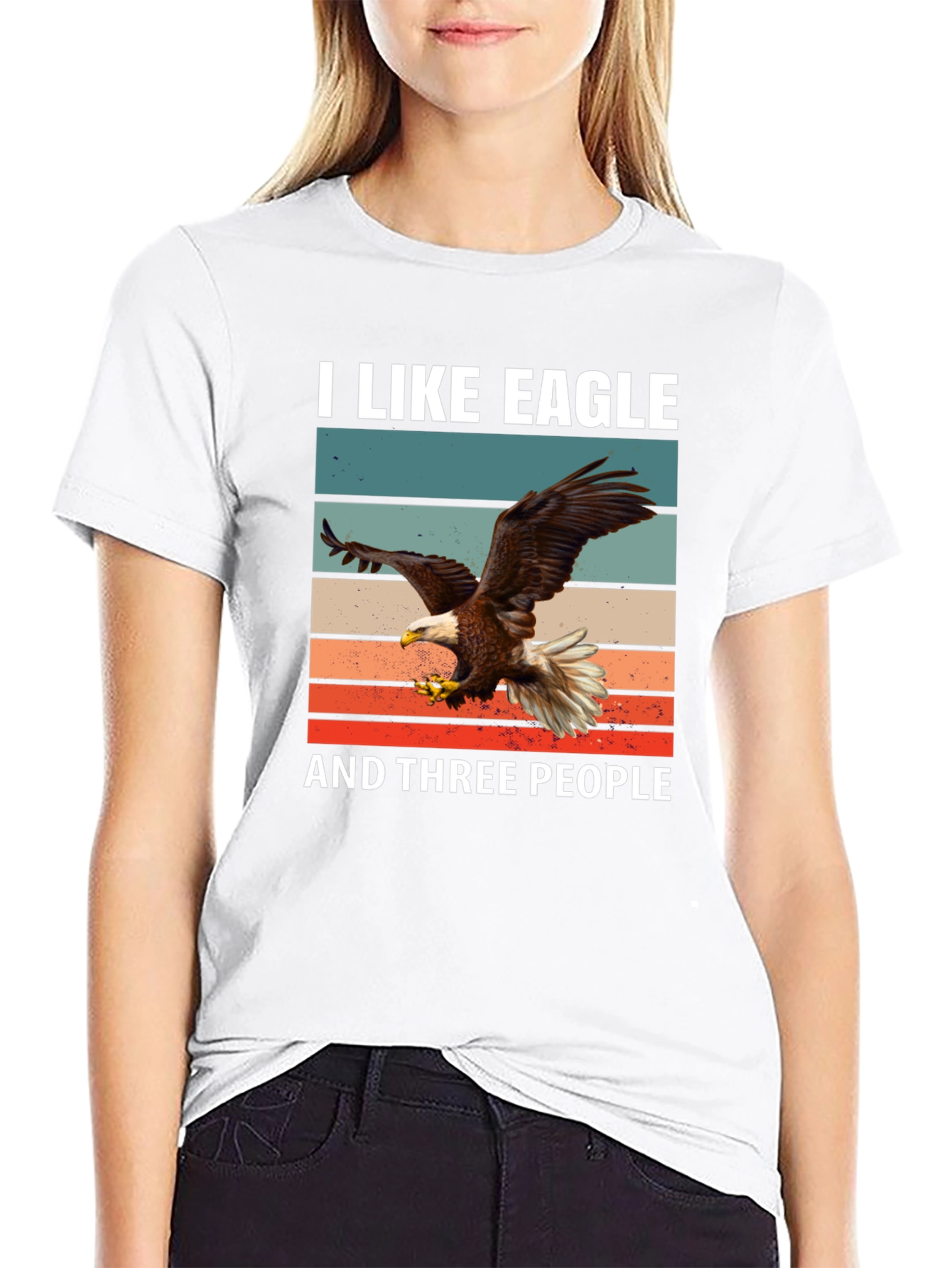 Black I Like Eagle and Three People T-Shirt view 9