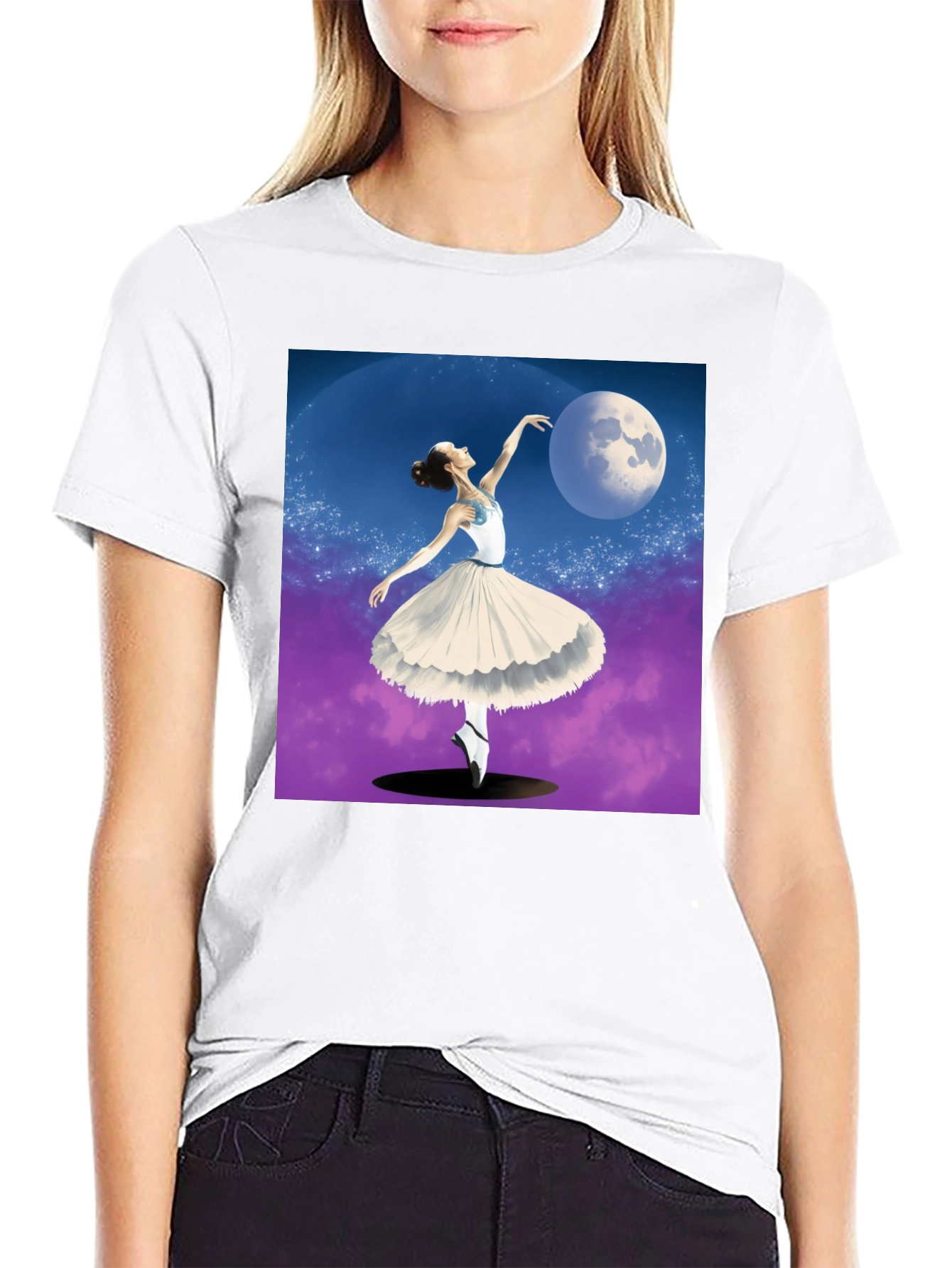 Black Ballerina Moon Dance Graphic Tee - Black view 9