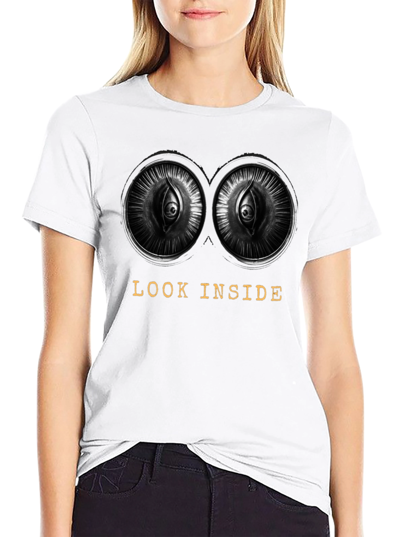 Black Look Inside Graphic Tee - Unique Eye Design view 9